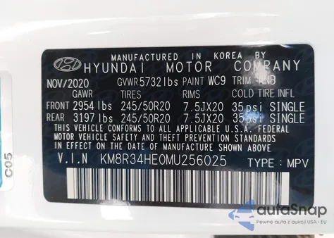 2021 Hyundai Palisade Sel from USA, damaged, VIN KM8R34HE0MU256025